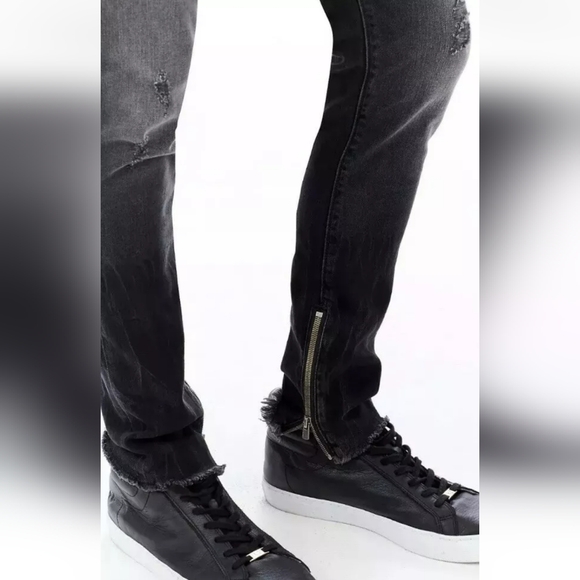 True Religion FINN FRAYED SKINNY MENS JEAN Black zippers size 28 - Picture 3 of 15